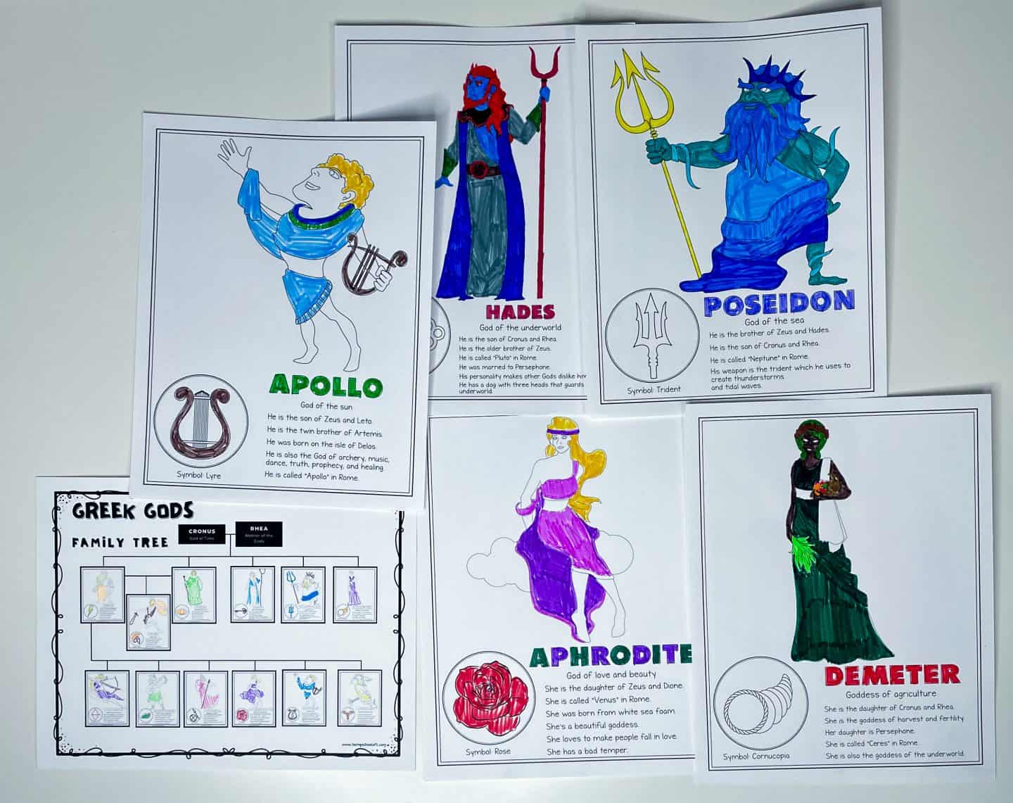 greek gods worksheets