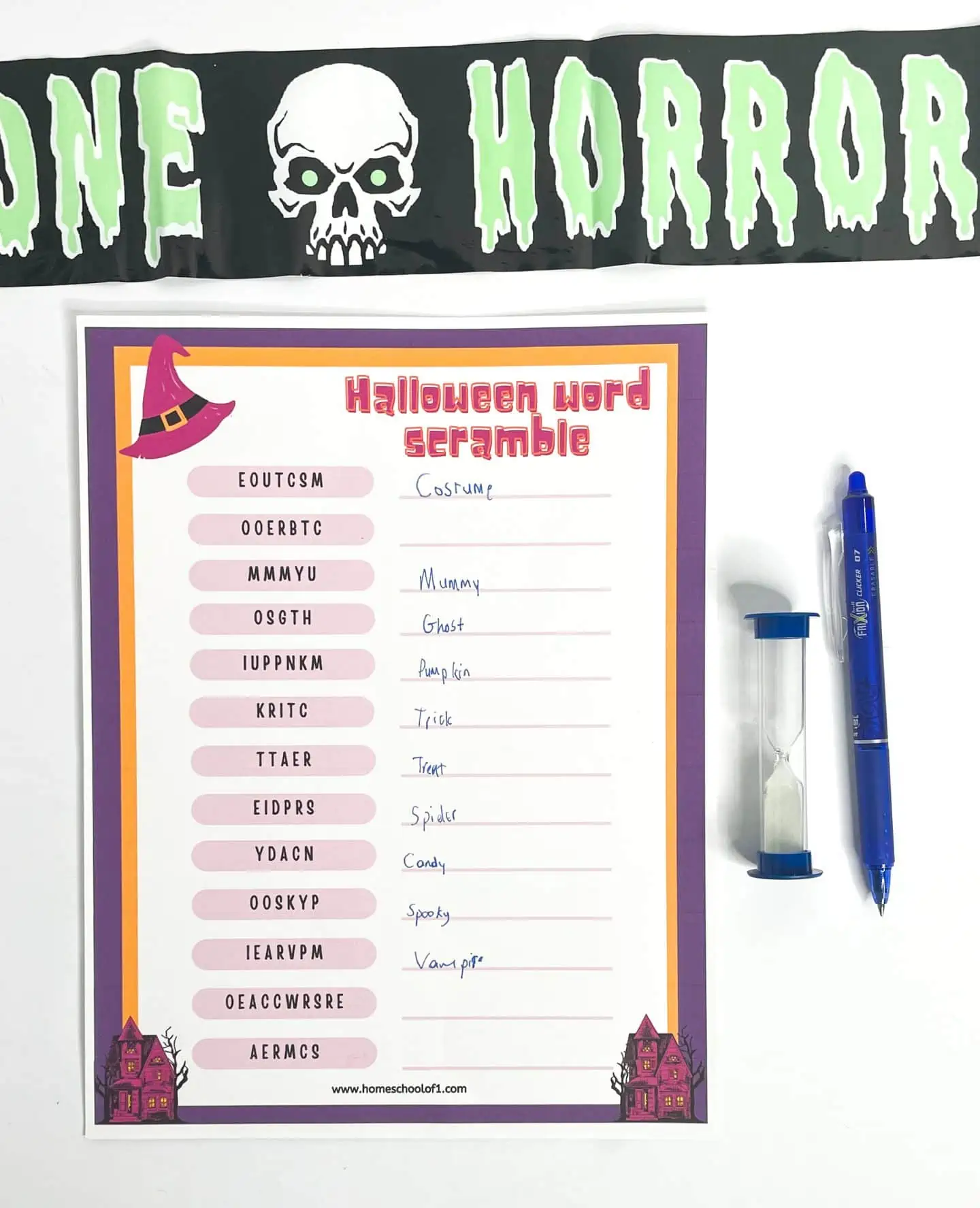 halloween word scramble