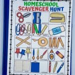 homeschool scavenger hunt on clipboard