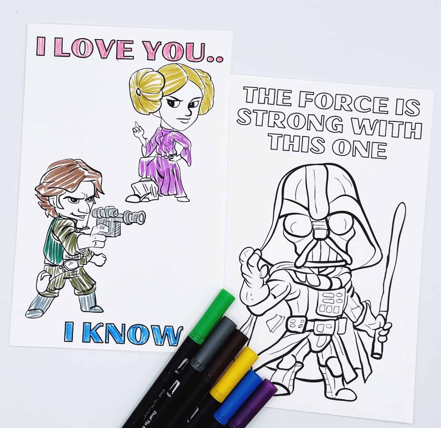 Free Printable Star Wars Birthday Cards to Color
