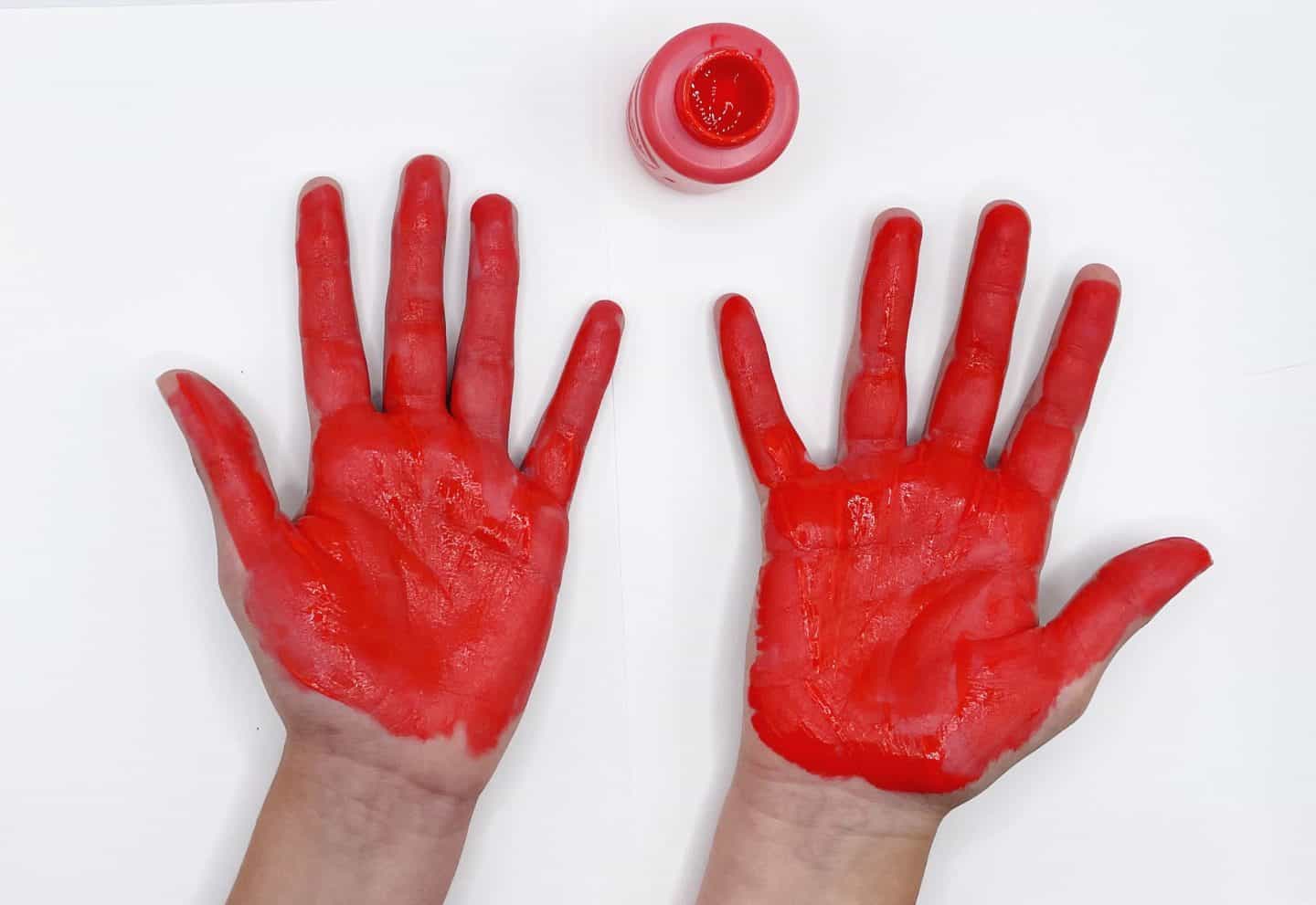 2 red handprints