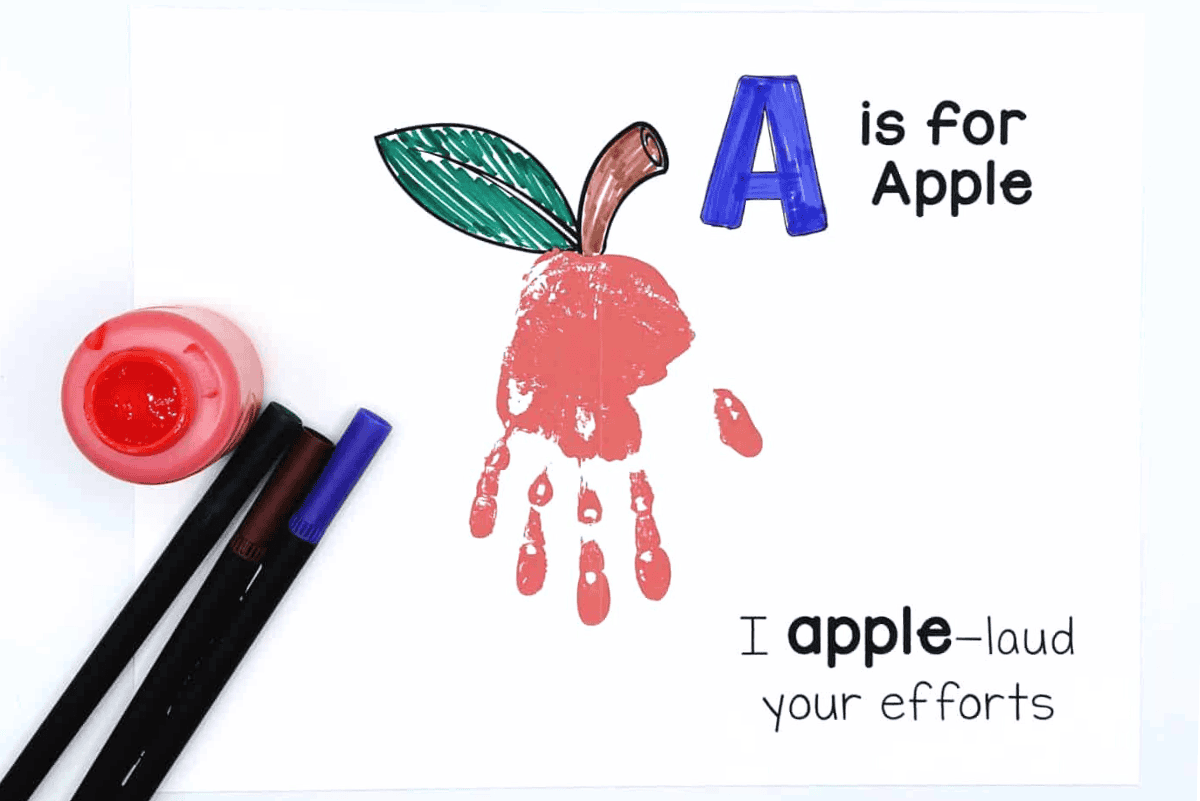 A is for Apple Handprint Art (Free Template)