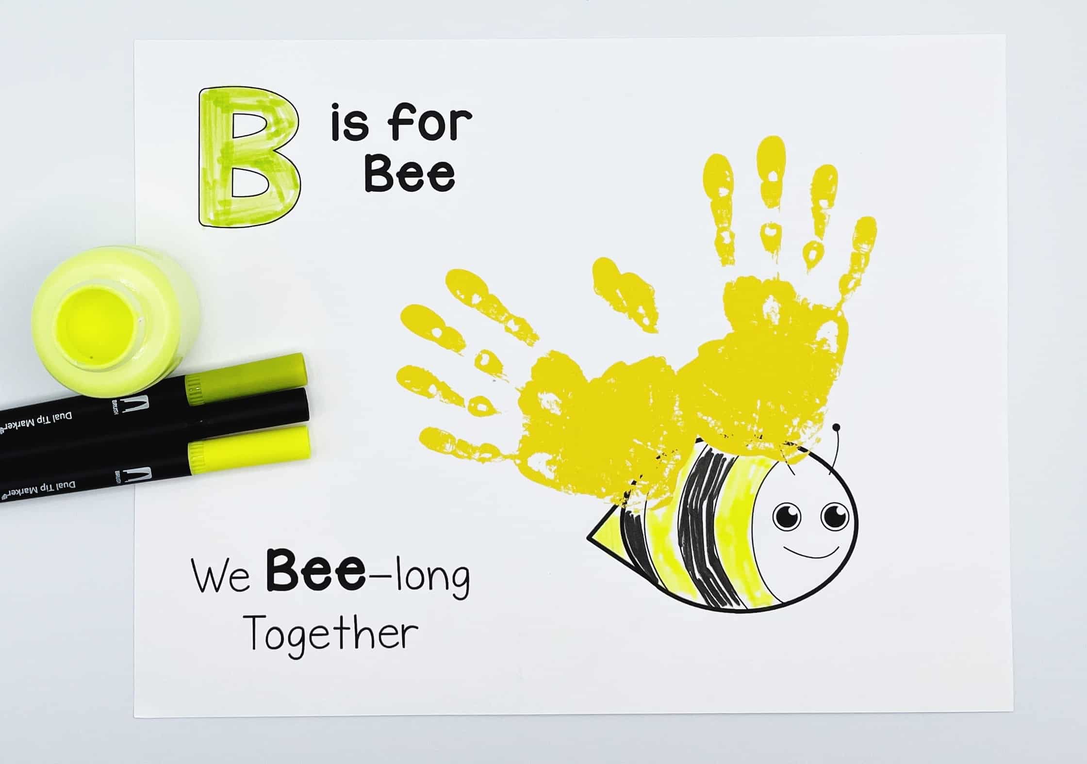 b is for bee handprint craft