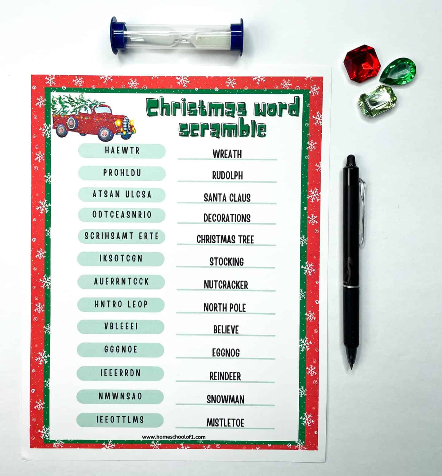 christmas word scramble answers