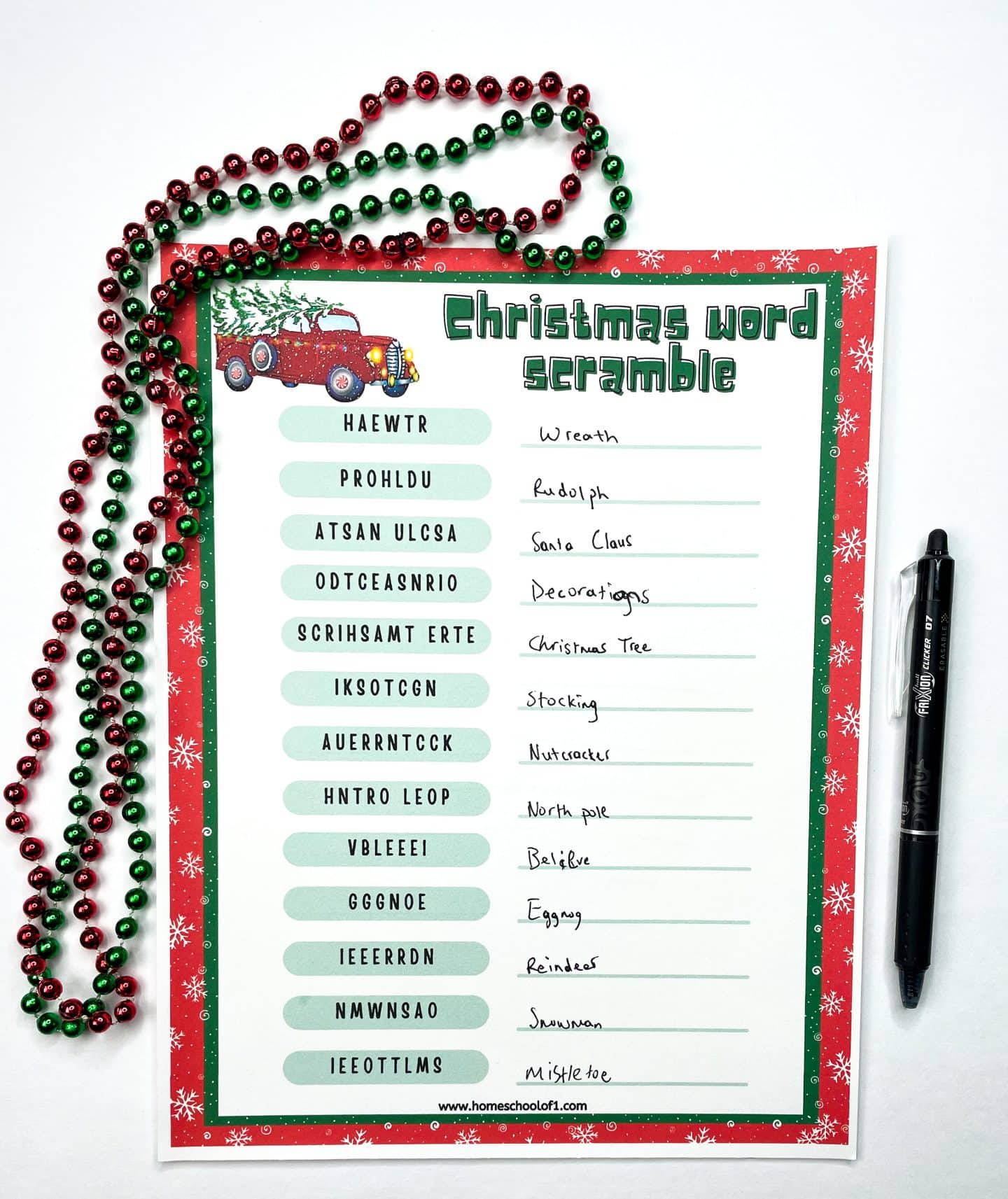 free christmas word search printable