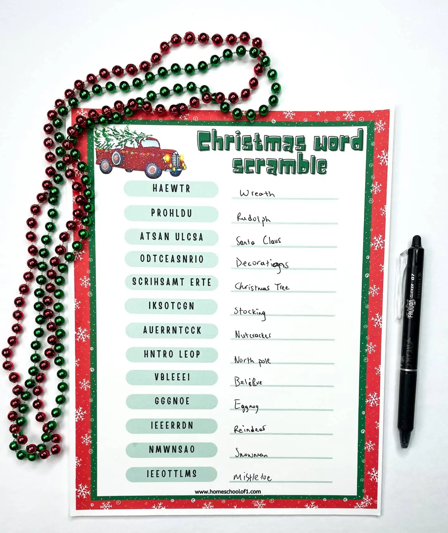 free christmas word search printable