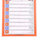Colorful Halloween acrostic poem printable filled in with spooky-themed lines on an orange and purple template.