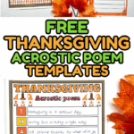 Four Thanksgiving acrostic poem templates using the words THANKFUL and GRATEFUL