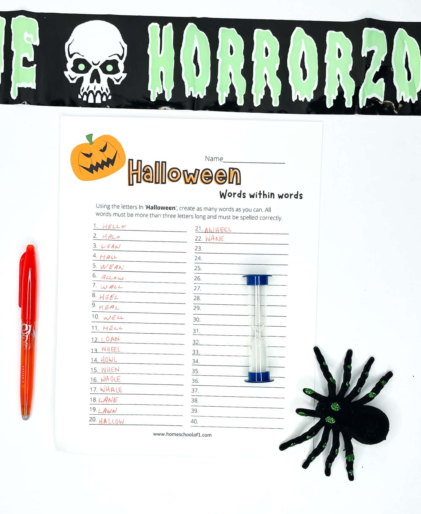 halloween words within words