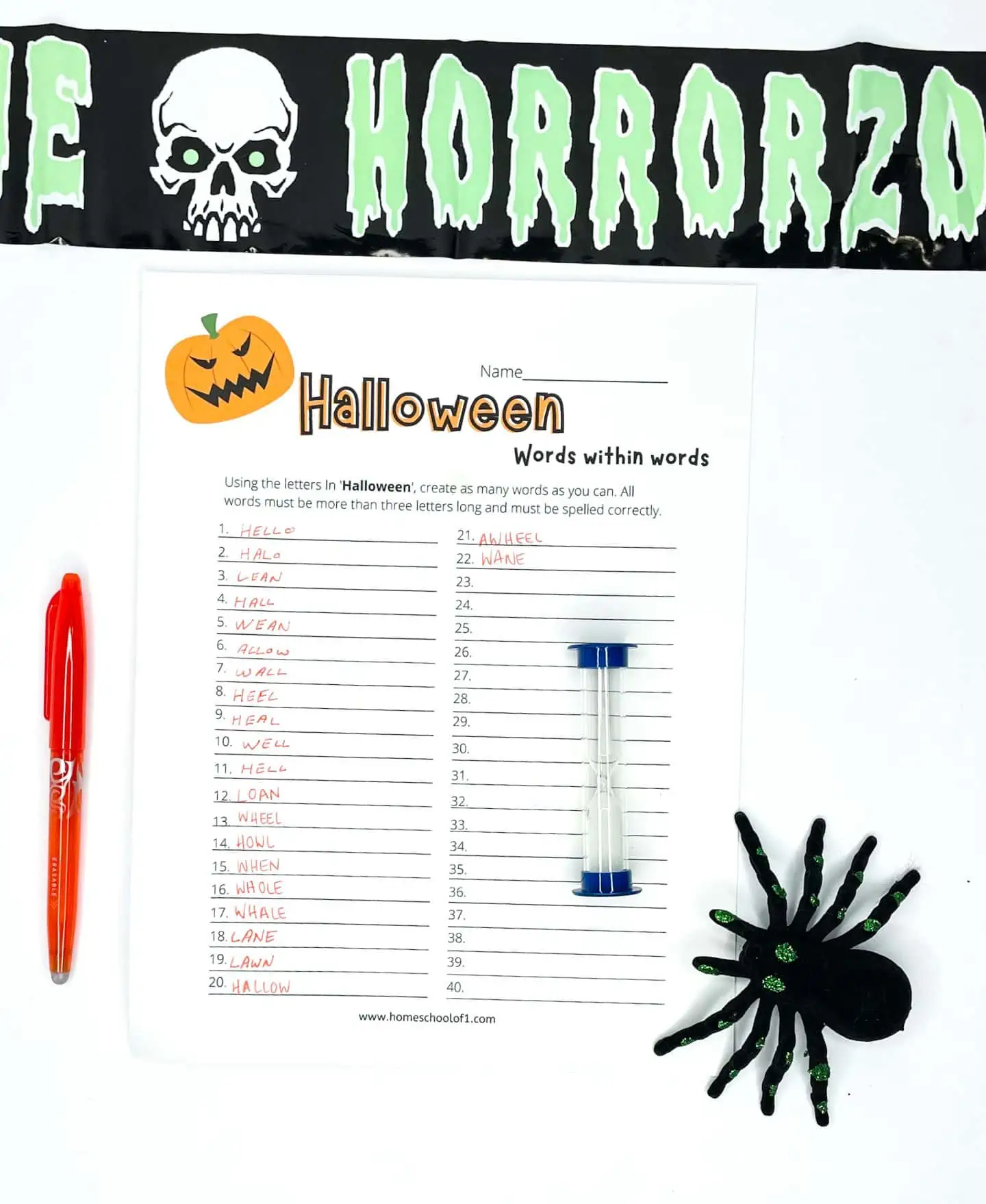 halloween words within words
