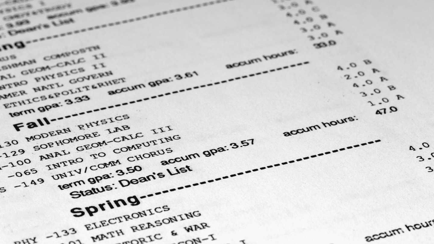 high school transcript example