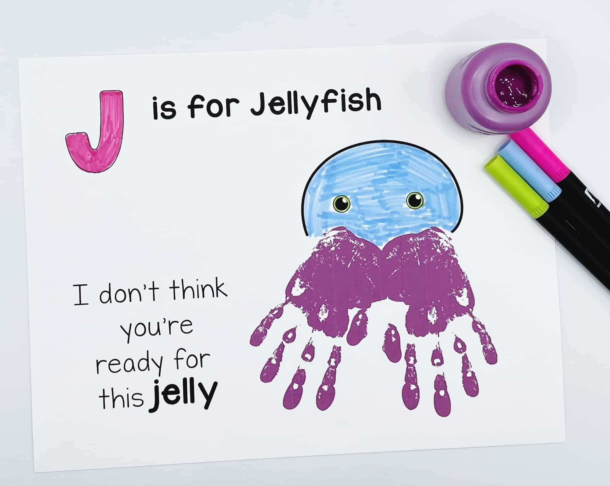 j is for jellyfish handprint