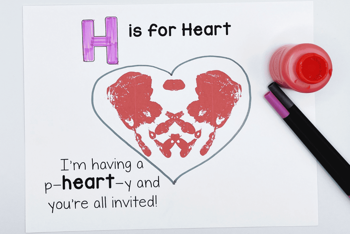 Free Letter H Handprint Art | H Is For Heart Worksheet
