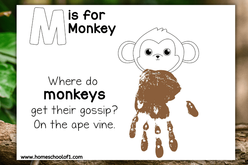 m is for monkey handprint