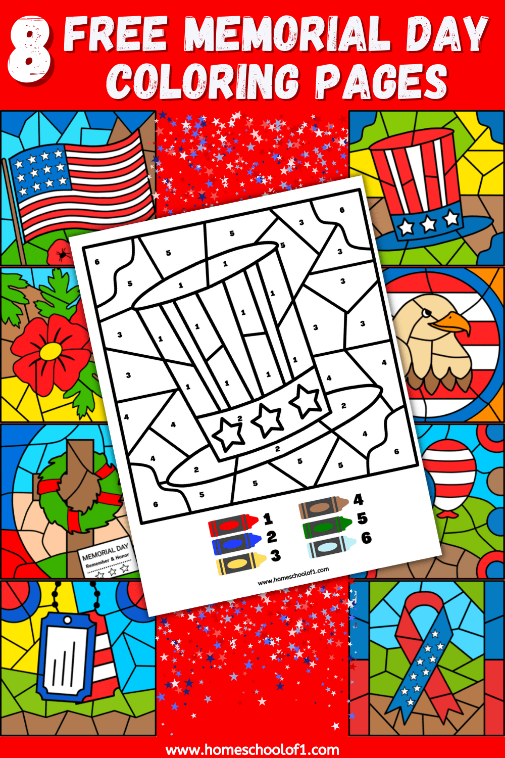 free memorial day coloring pages color by number 8 pages