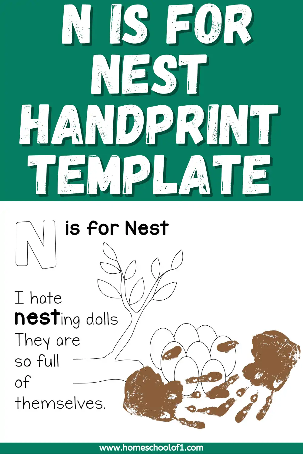 n is for nest handprint template
