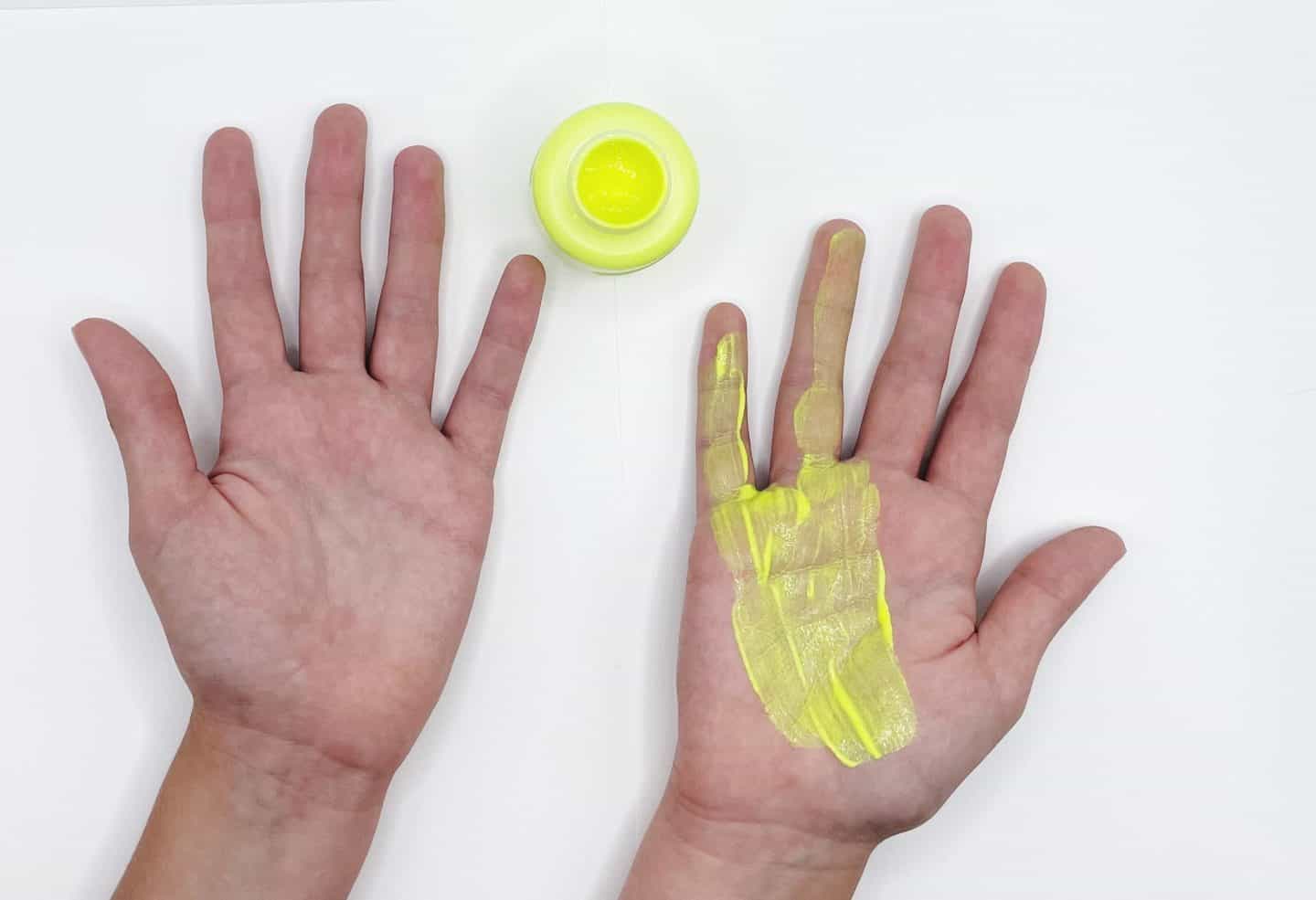 painting 2 yellow handprints