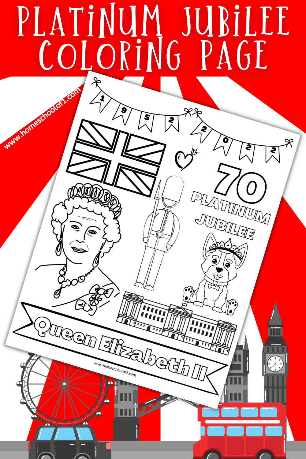 Free Queen Elizabeth II Platinum Jubilee Coloring Page