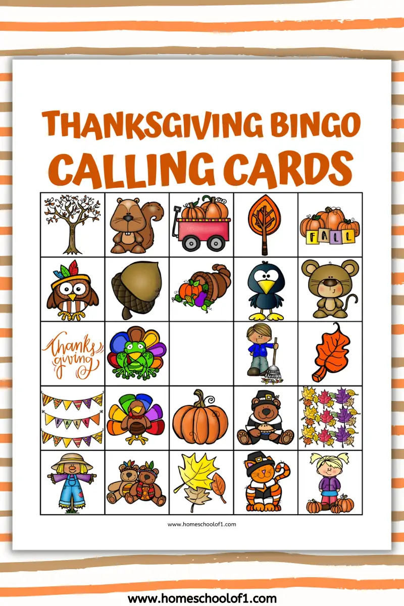 thanksgiving bingo calling card