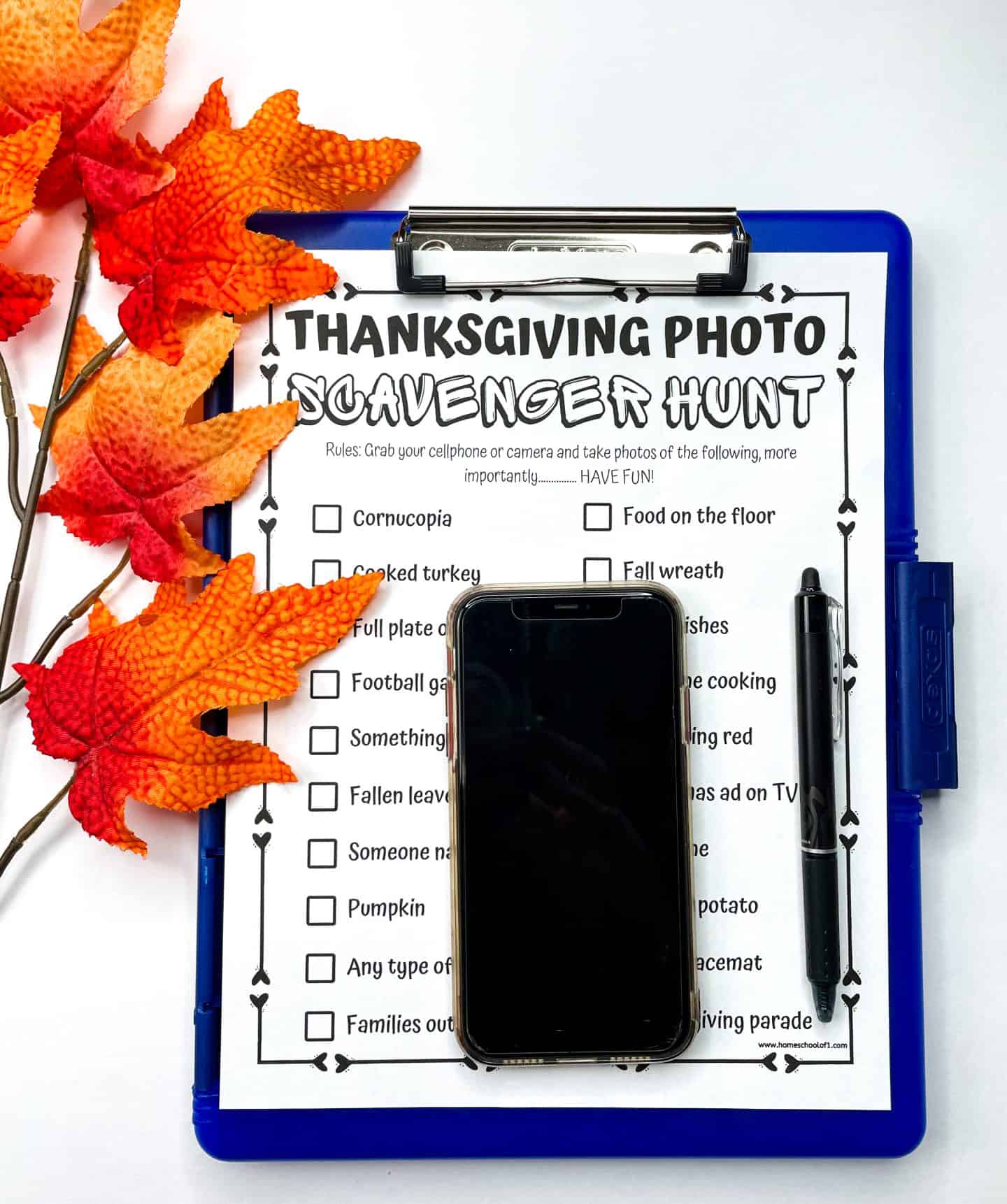 thanksgiving photo scavenger hunt printable
