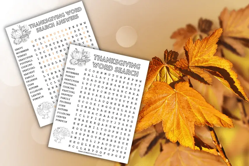 thanksgiving word search