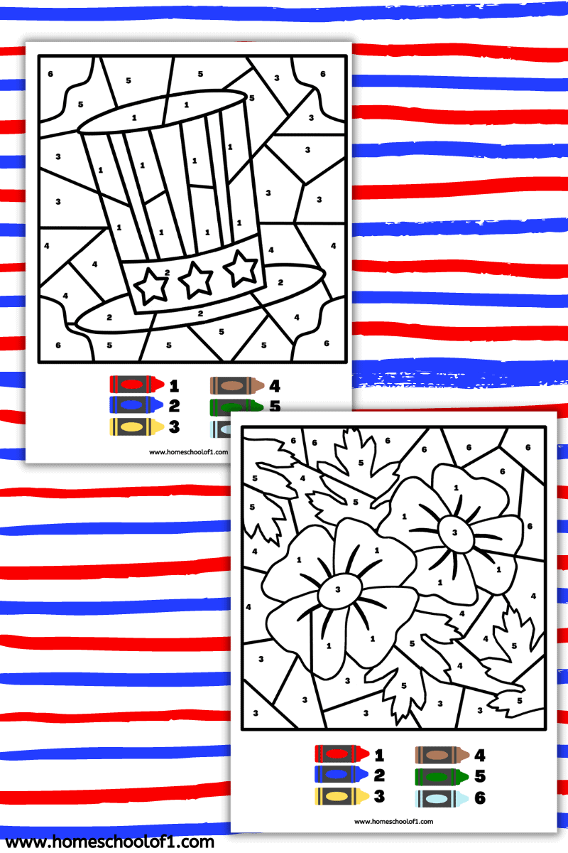 uncle sams hat color by number