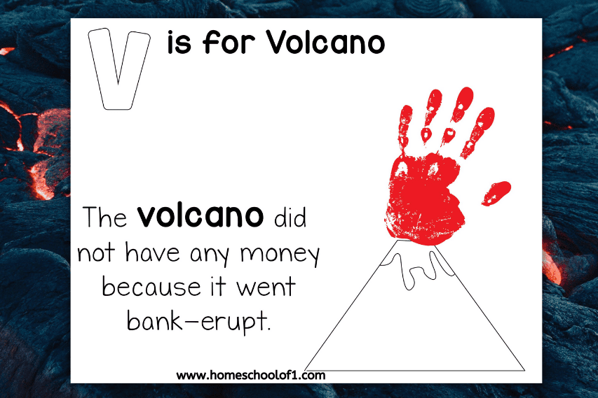 volcano handprint template