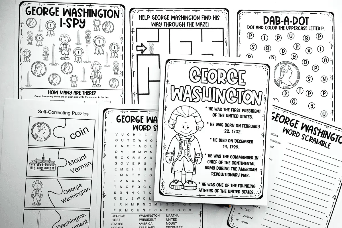 George Washington worksheets free printables