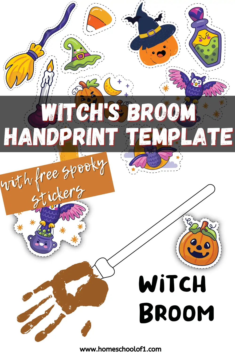 Halloween witch broom handprint