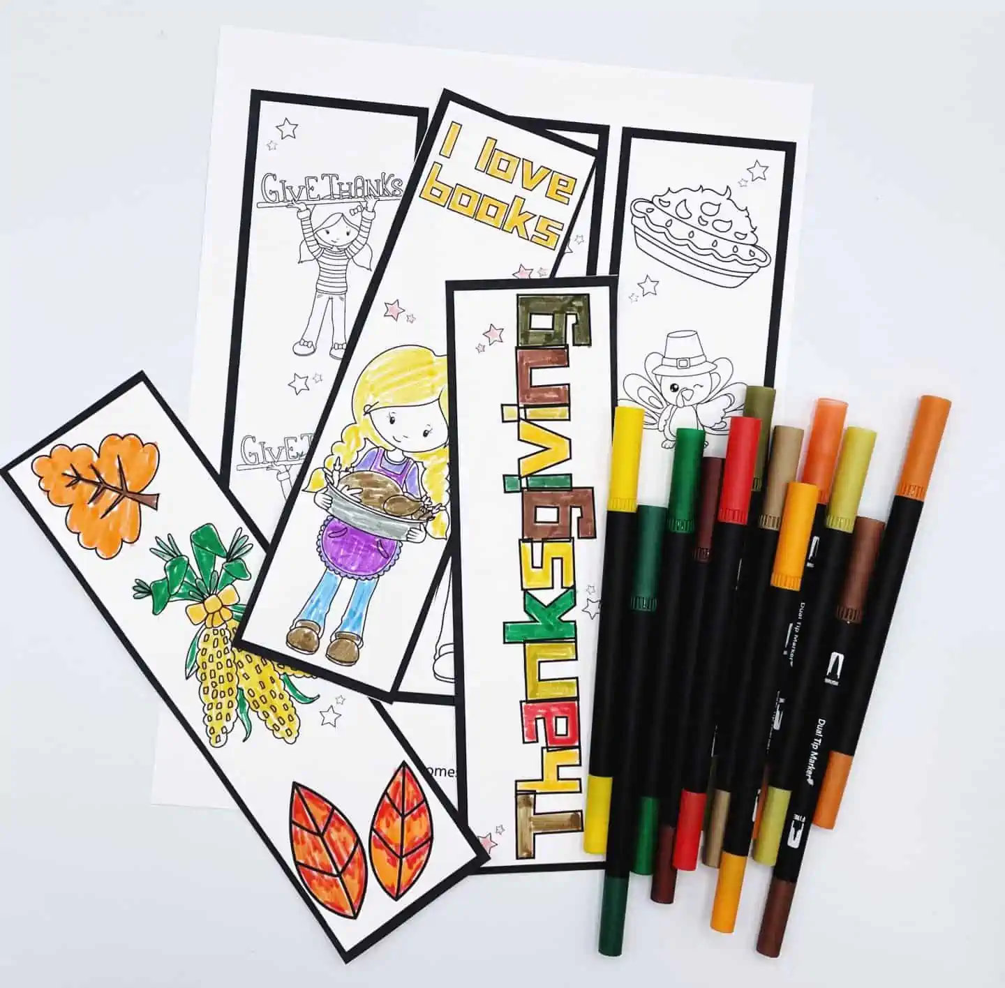 Thanksgiving bookmarks to color