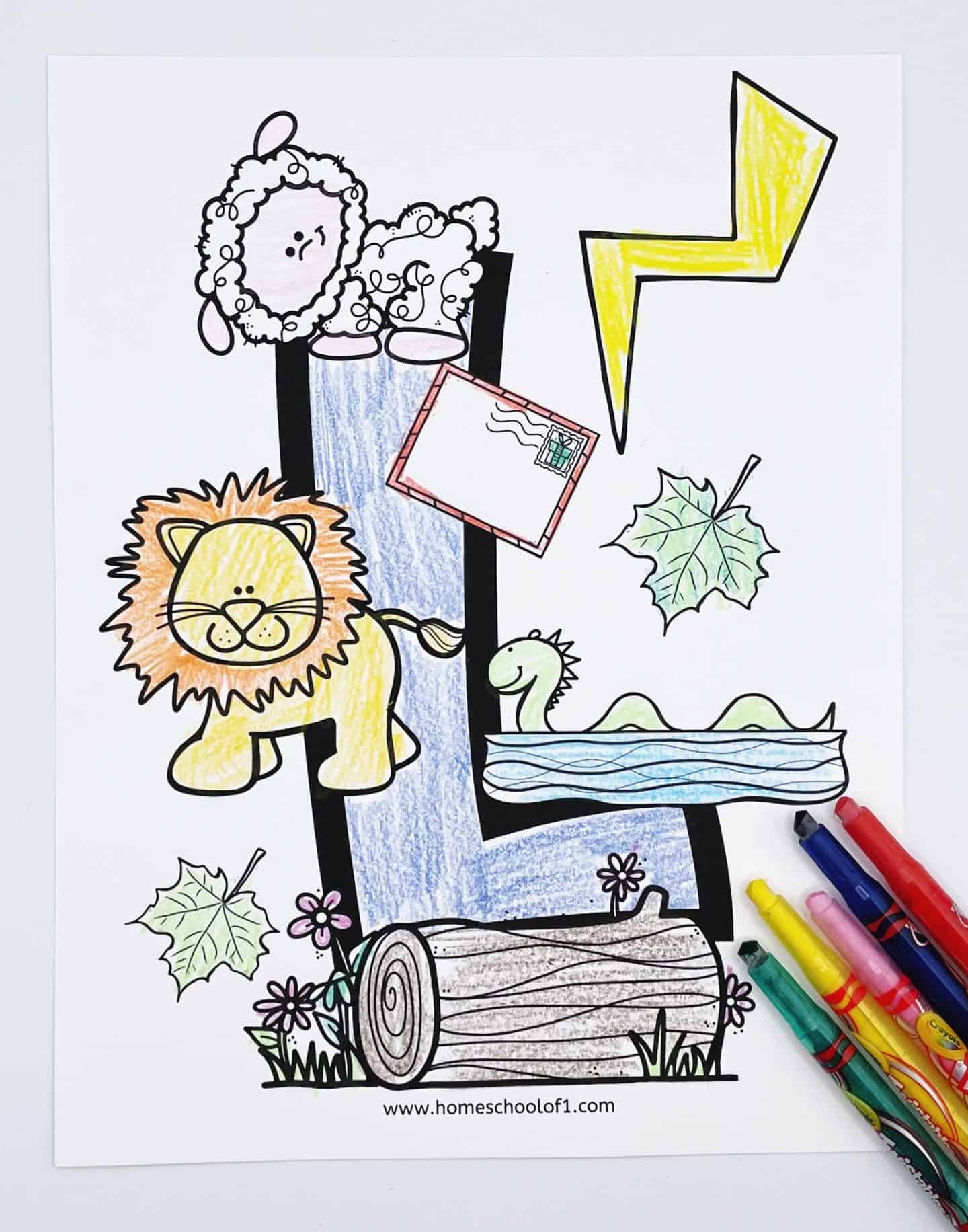 coloring page letter L