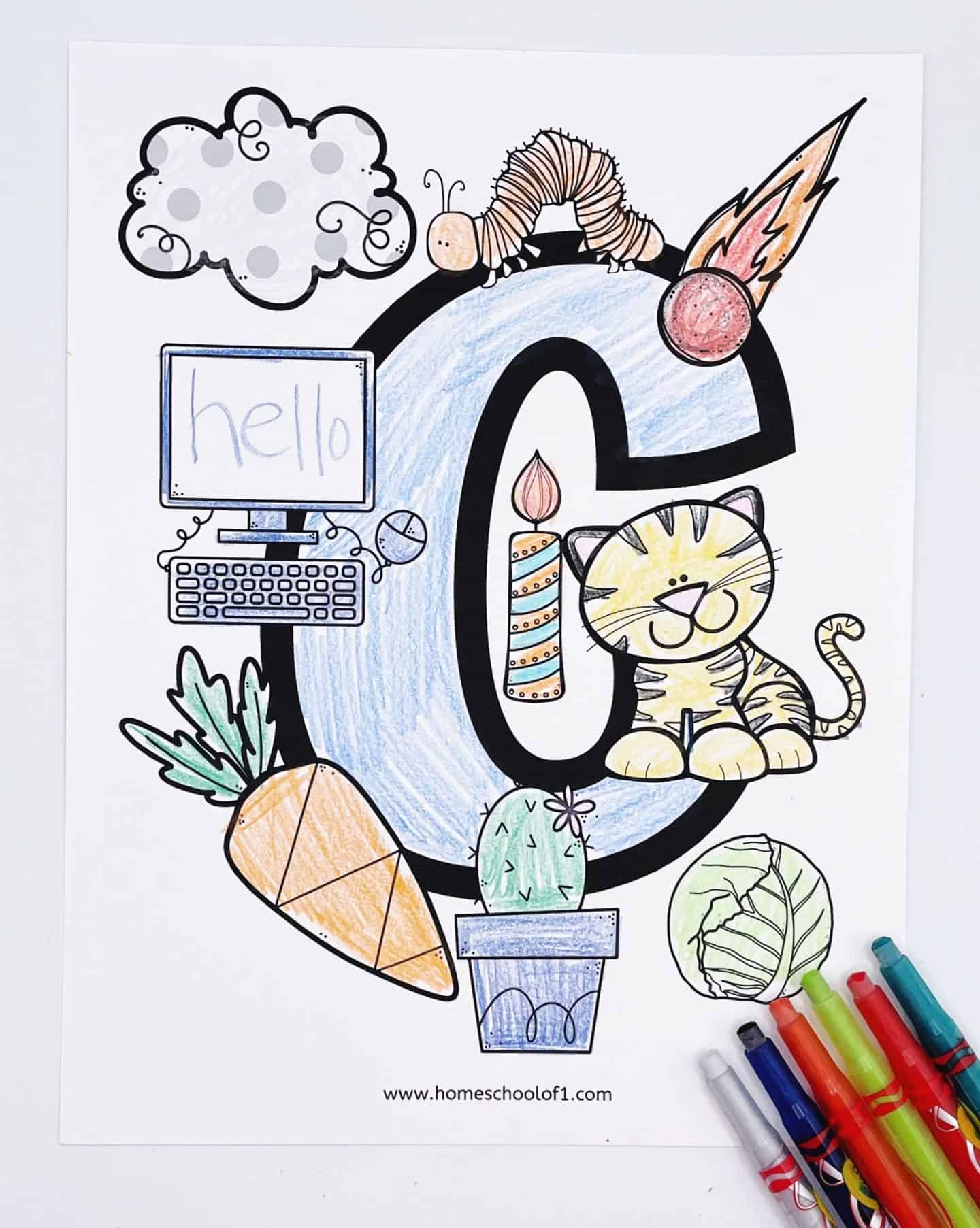 coloring page letter c