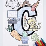coloring page letter c