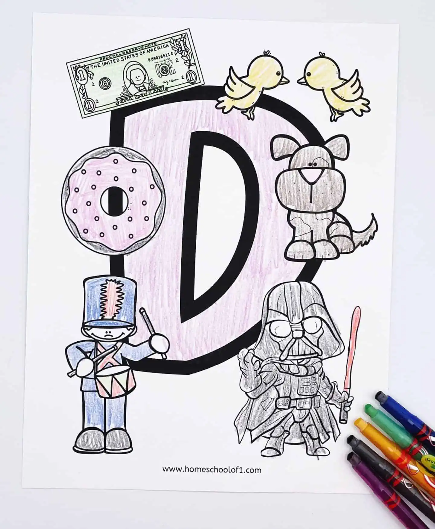 coloring page letter d