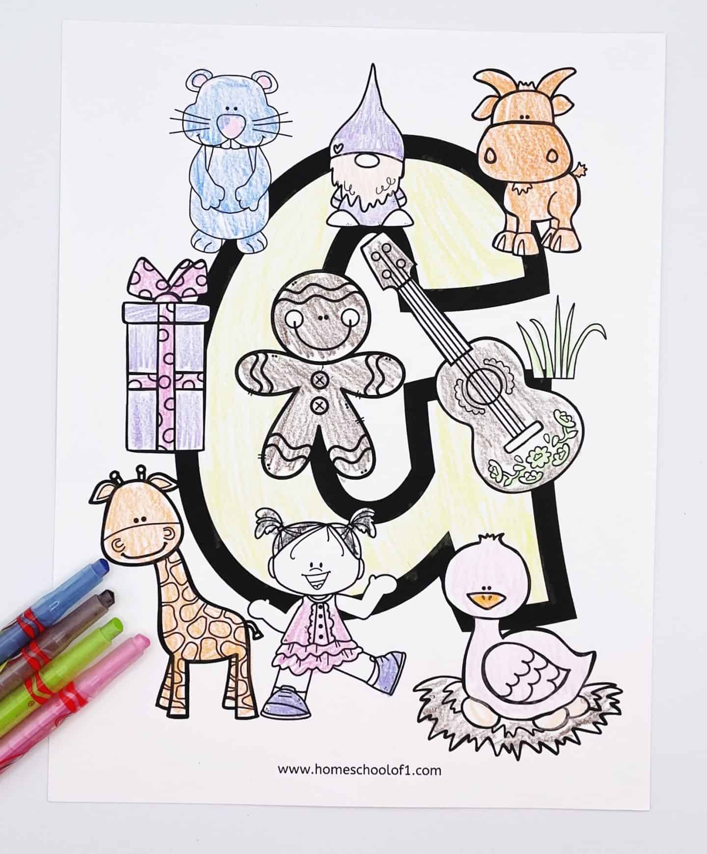 coloring page letter g