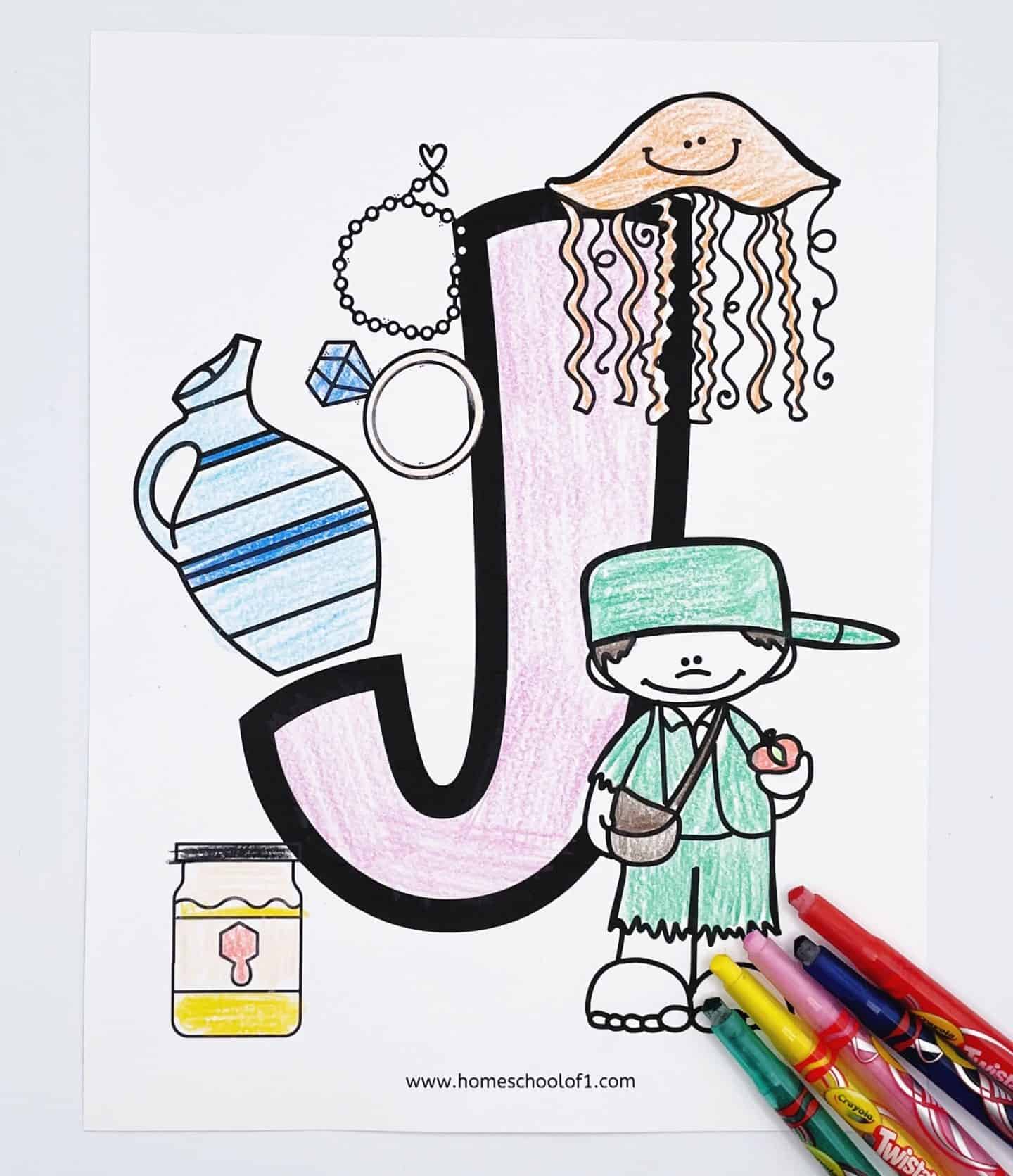 coloring page letter j