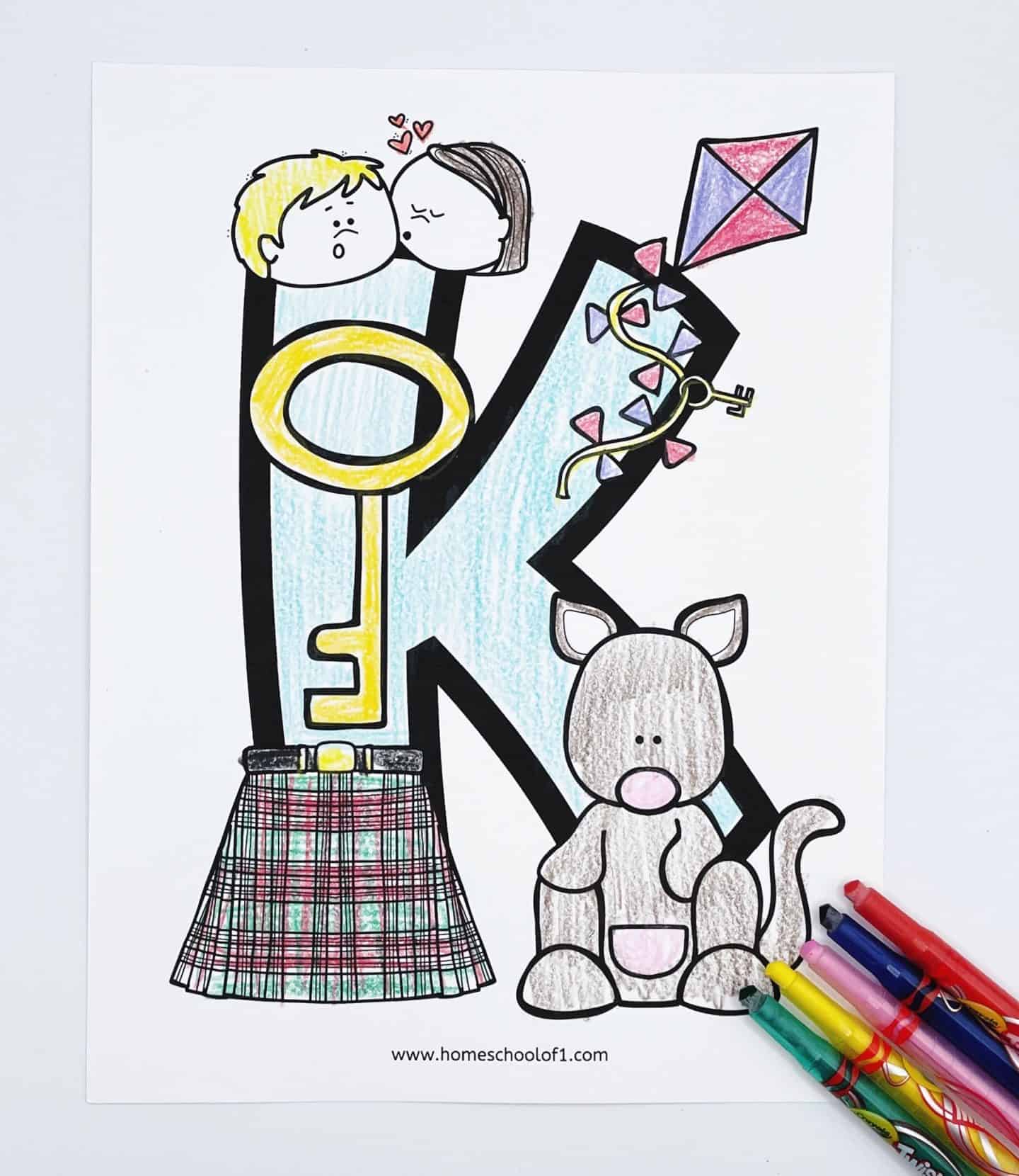 coloring page letter k
