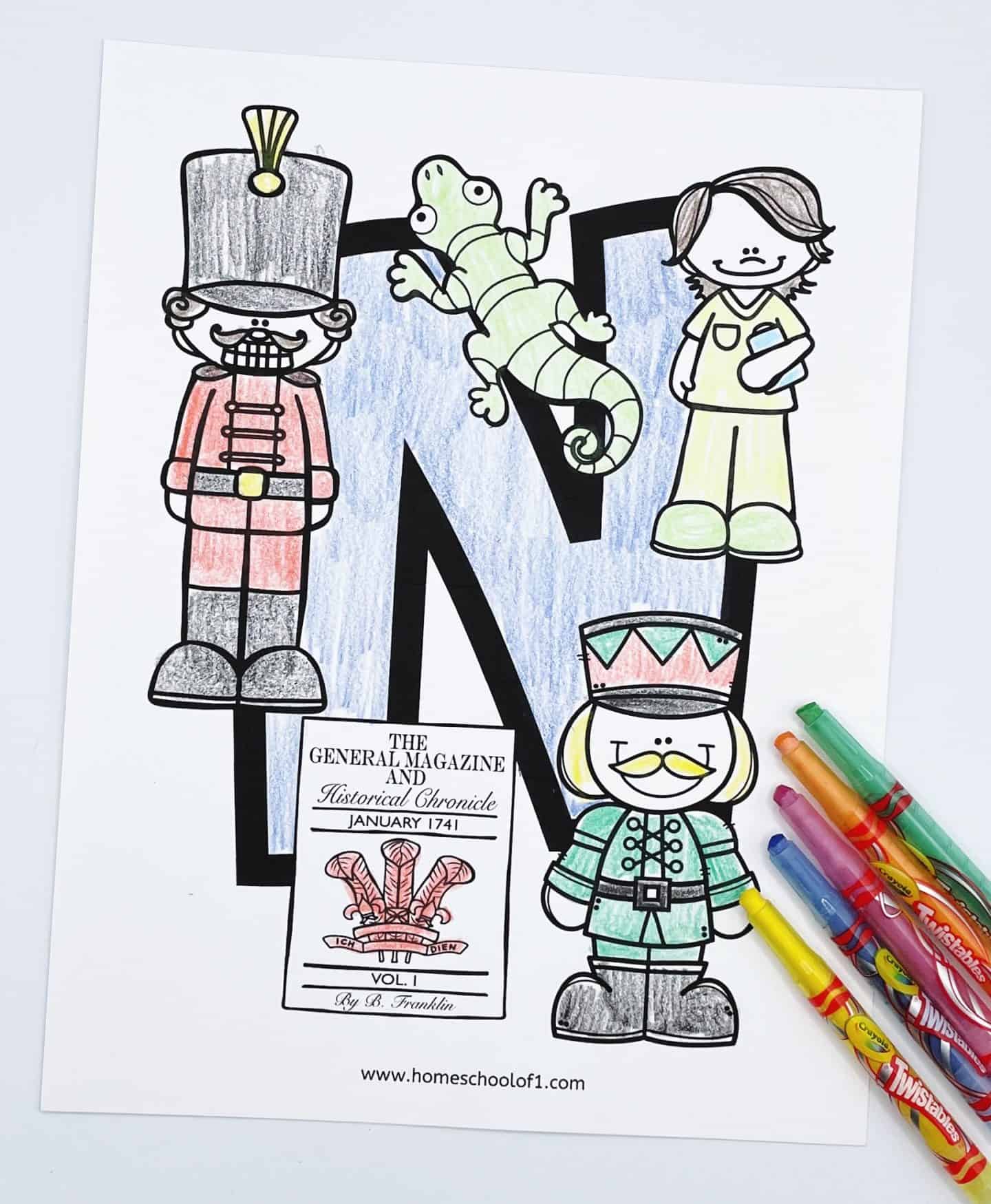 coloring page letter n
