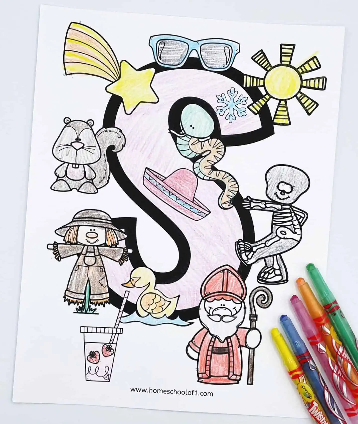 coloring page letter s