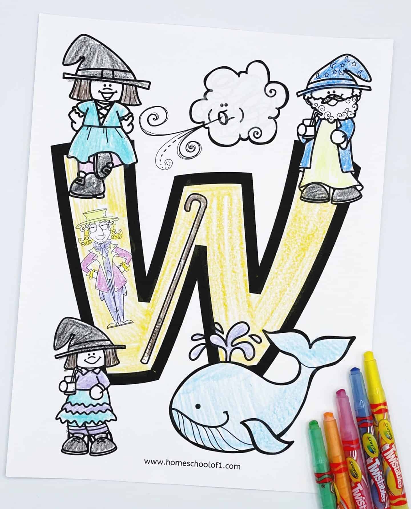 coloring page letter w