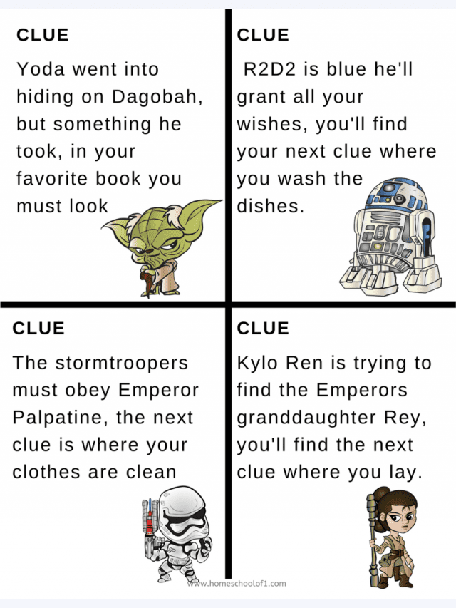 star wars scavenger hunt clues