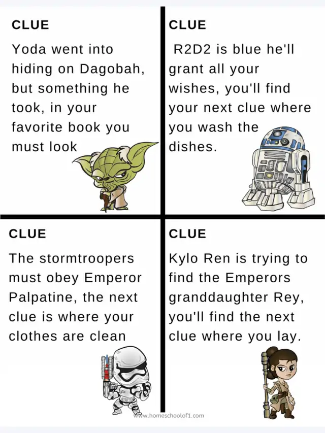 star wars scavenger hunt clues