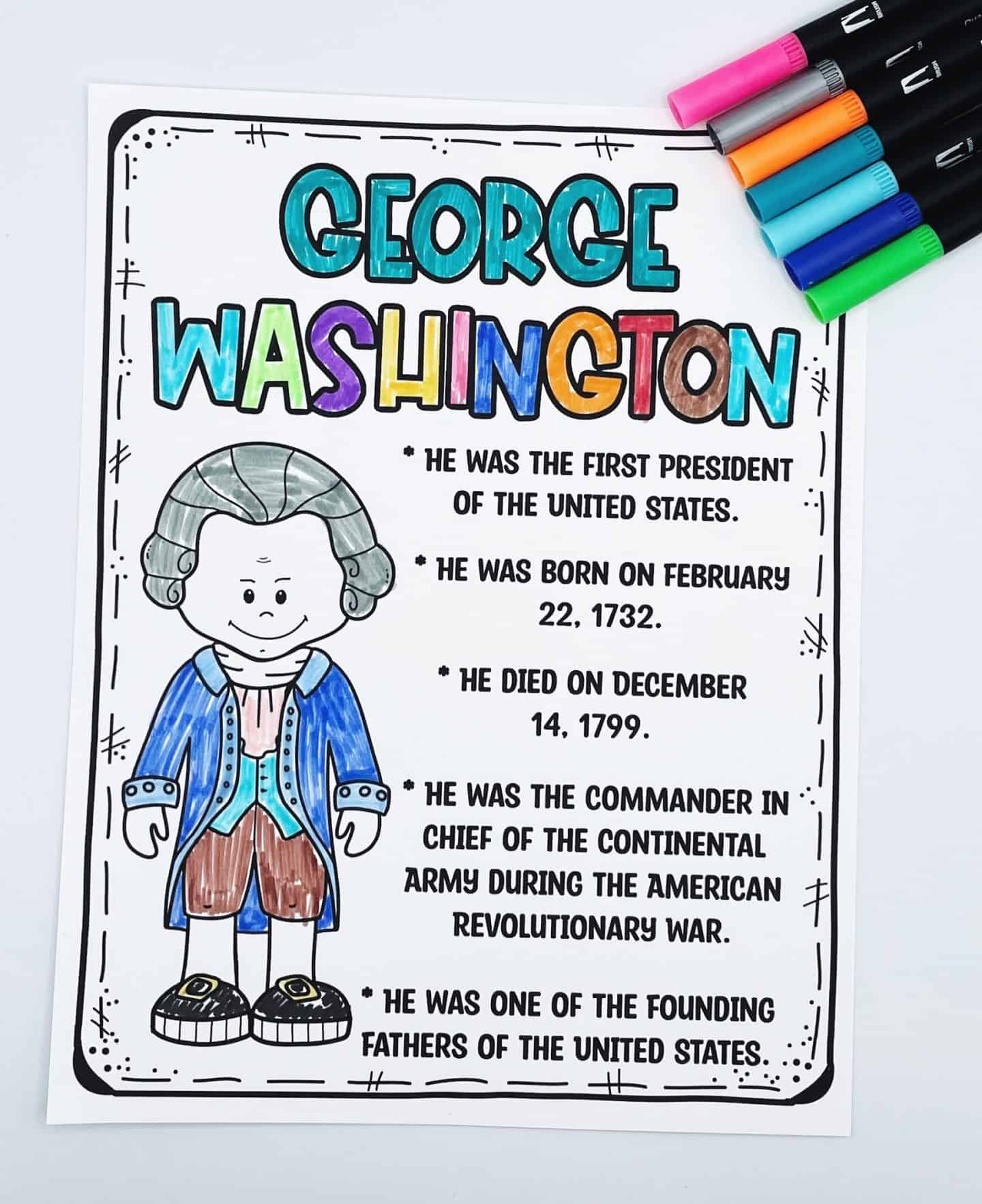 george washington coloring page
