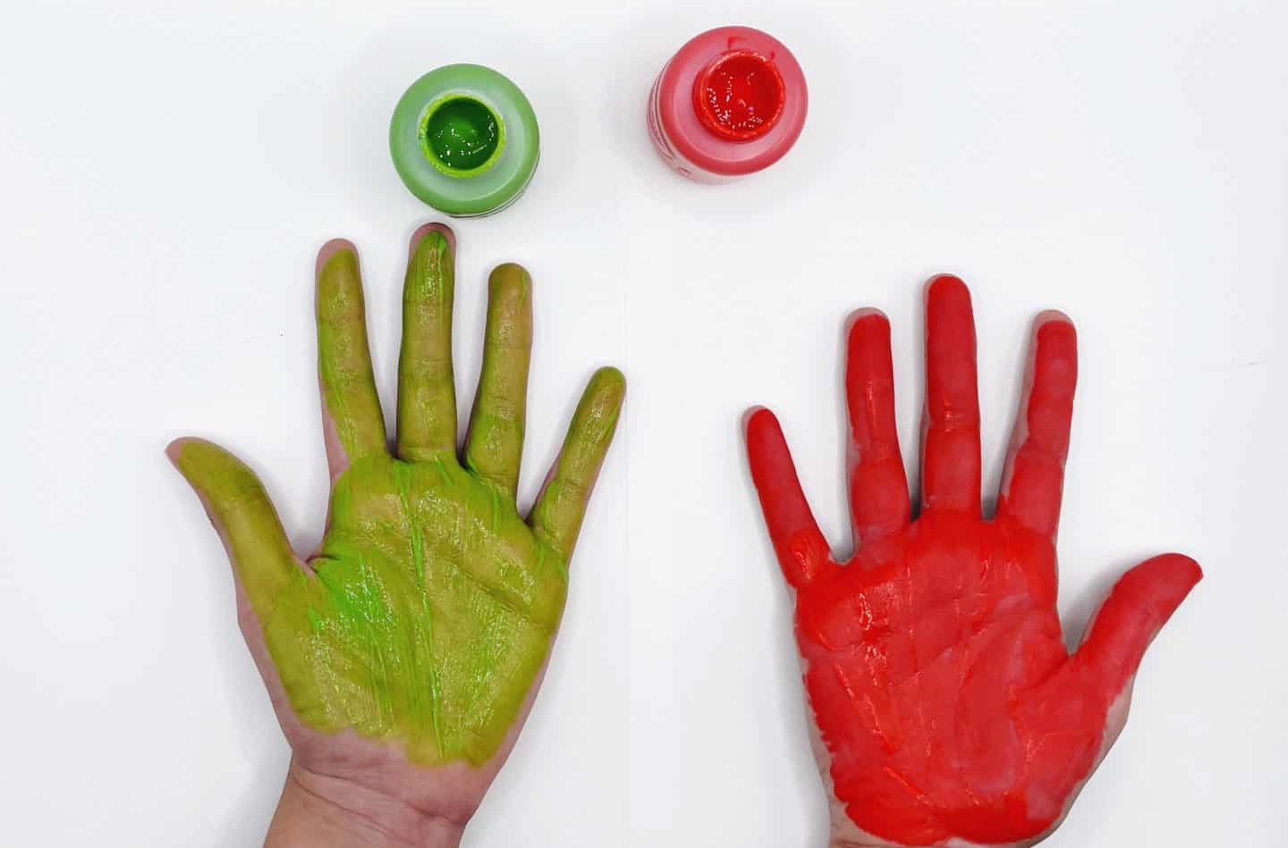 green and red handprint