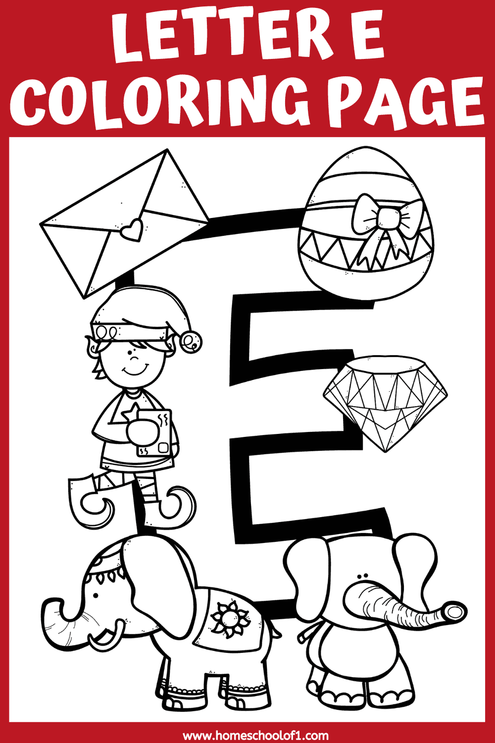 letter e coloring page