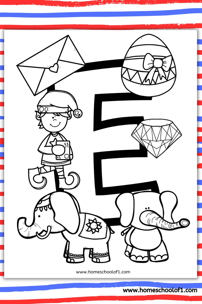 letter e coloring sheet