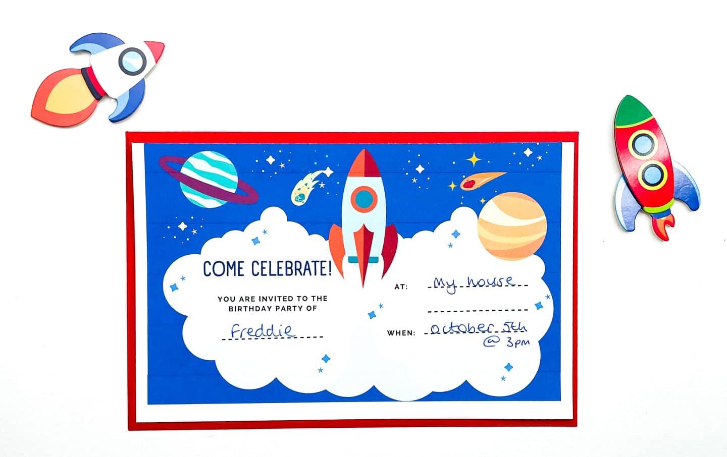 space birthday party invitation