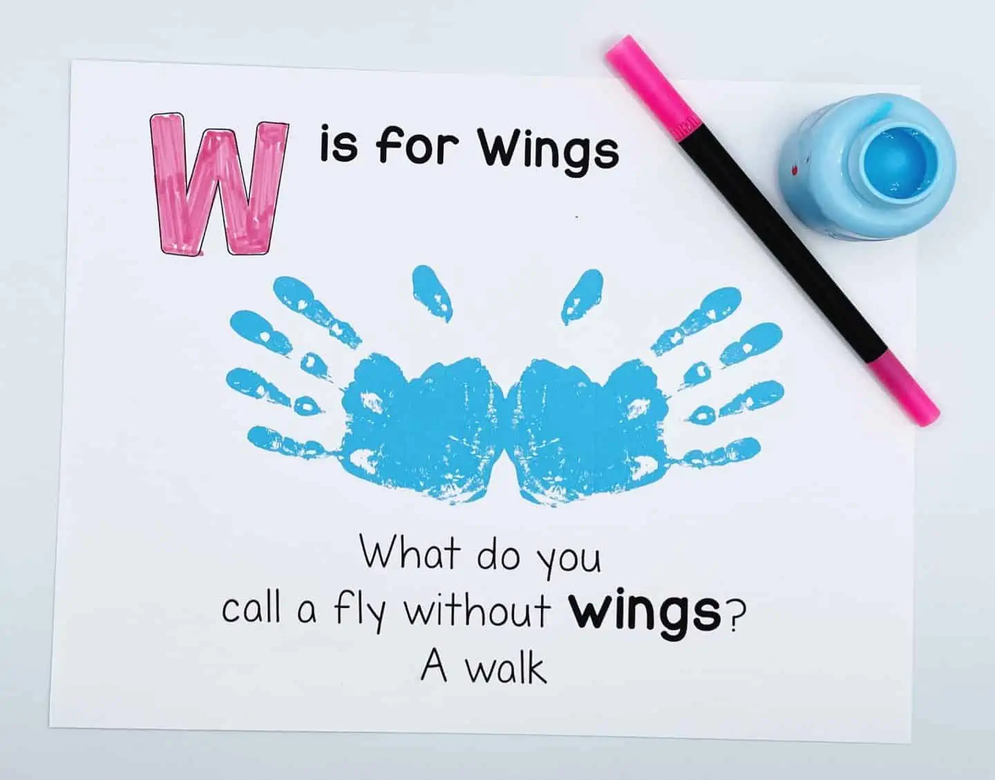 w is for wings handprint art