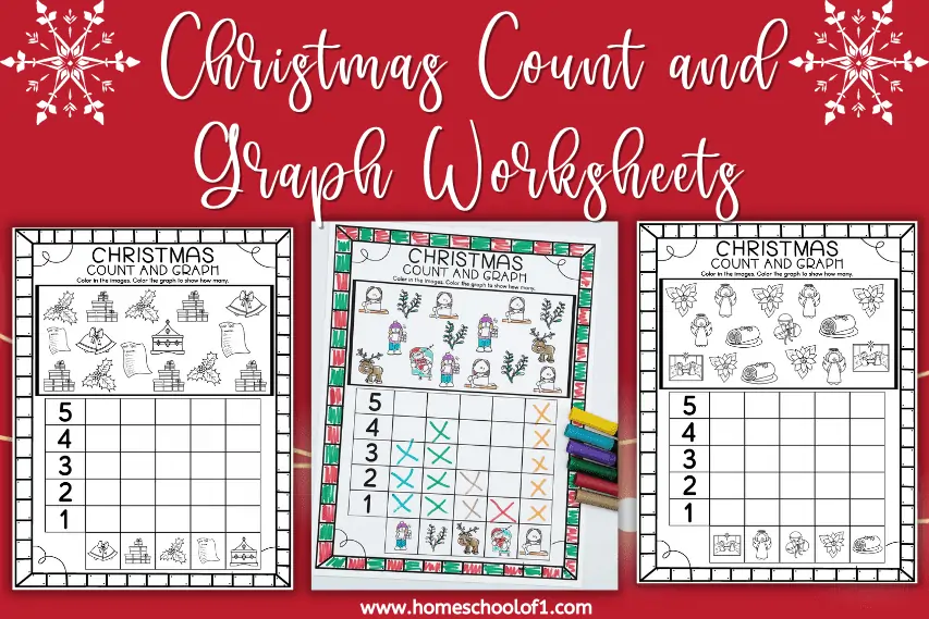 3 Christmas Graphing Worksheets, Count & Color (free)