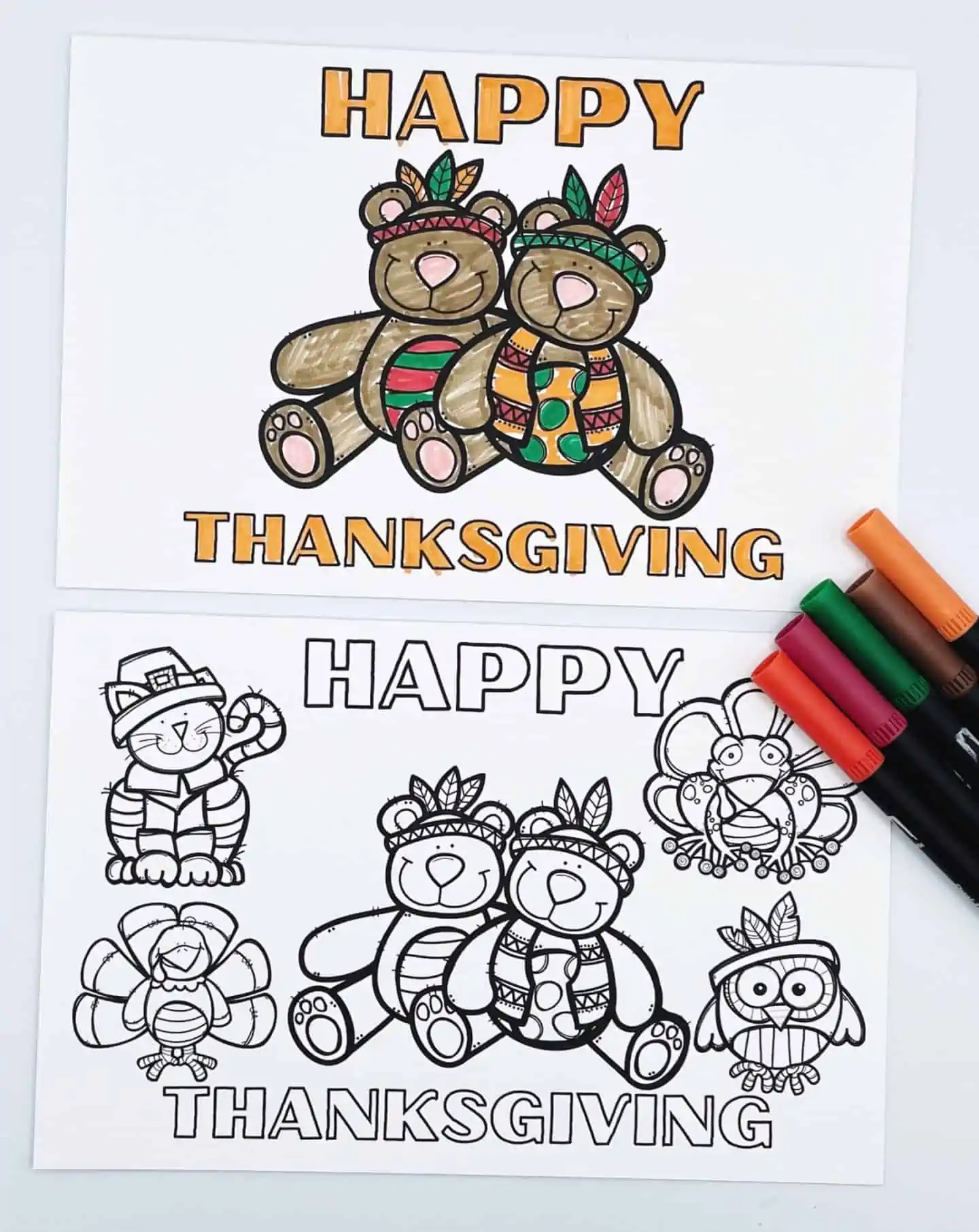 Coloring Thanksgiving cards